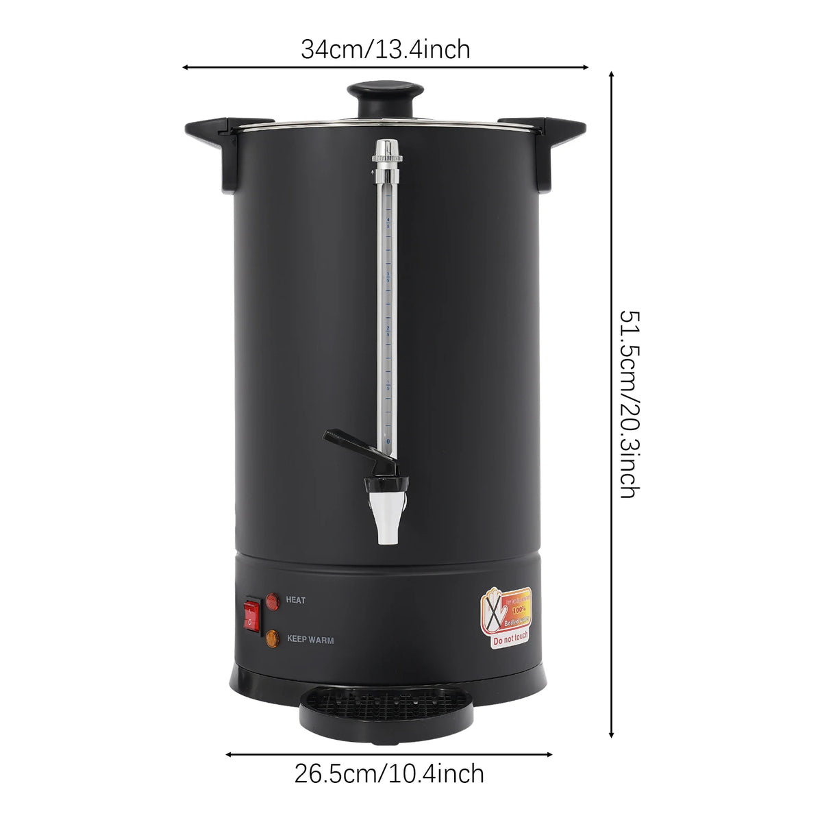 Commercial Electric Coffee Pot 15L/3.96Gal Hot Water Dispenser, Stainless Steel Coffee Urn with 1500W Fast Heating & Insulation for Restaurant Office Hotel, Black