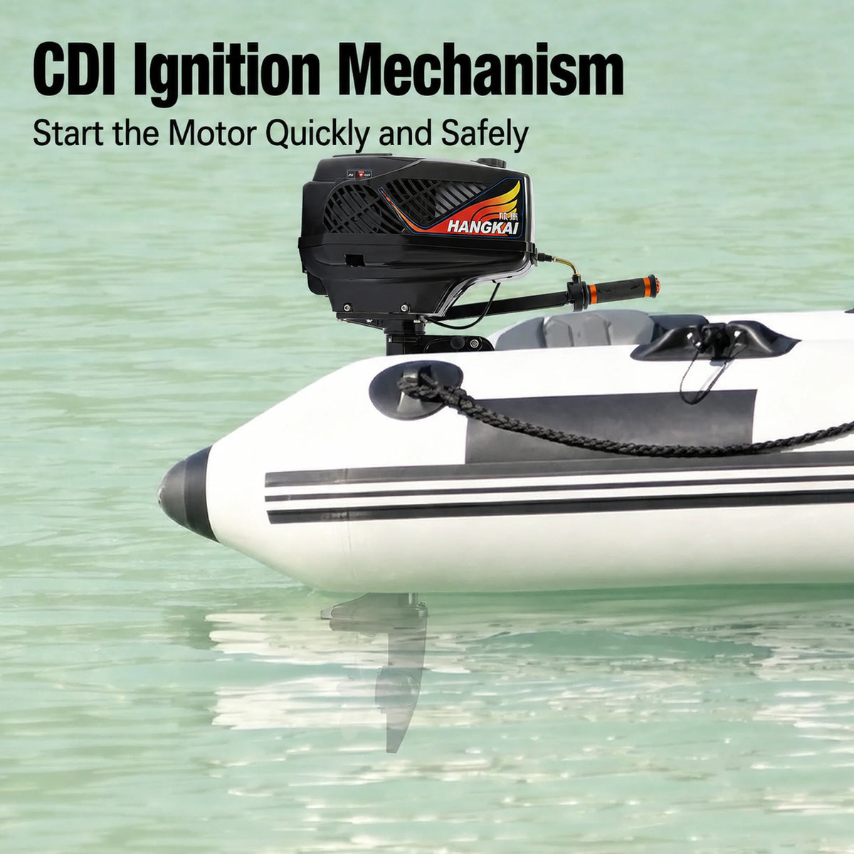 3.6HP Portable Marine Outboard Motor 2‑Stroke 55CC CDI Ignition for Fishing Boat Kayak Inflatable Dinghy Canoe