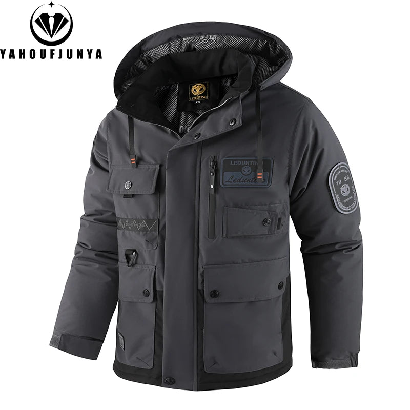 2025 Autumn Winter Men Outdoor Leisure Warm Cotton Jacket Men Detachable Hooded Windbreak Fashion Brand Loose Jacket Male Coat
