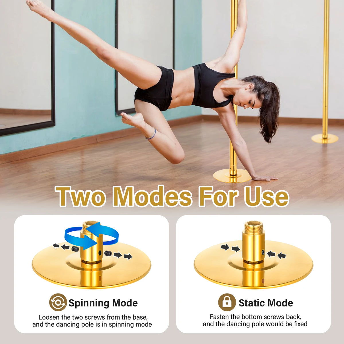 Portable Spinning and Static Dance Pole for Home Fitness