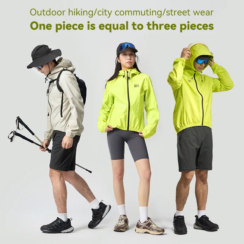ROCKBROS Cycling Raincoat Lightweight Breathable Waterproof Jacket Hooded Coat Outdoor Sports Hiking Fishing Cycling Clothing