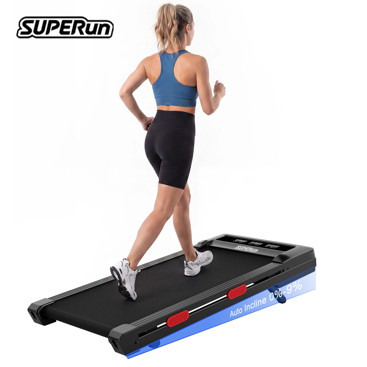 Superun Adjustable Incline Under Desk Walking Pad Treadmill for Home