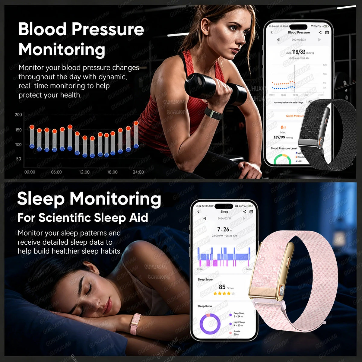 2026 New Screenless ECG+PPG Health Smart Bracelets 24/7 Heart Rate SpO2 Blood Pressure Body Fat 3ATM Fitness Tracker Smart Band