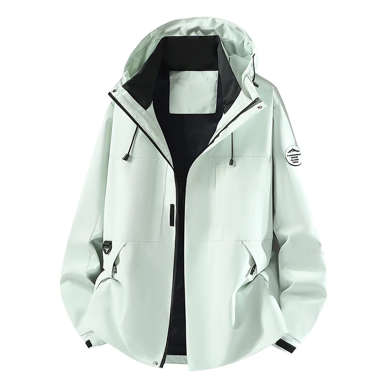 Unisex Waterproof Windbreaker Jacket Detachable Armband Hooded Outdoor Coat For Hiking Camping