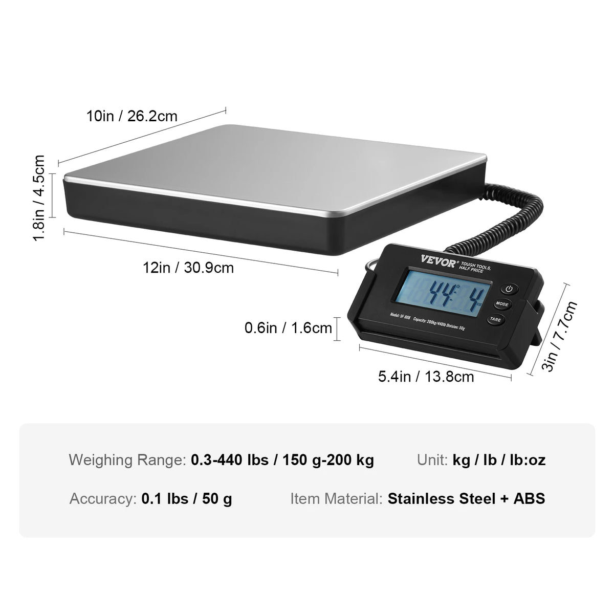 SucceBuy Digital Shipping Scale With Tare Function And LCD Screen