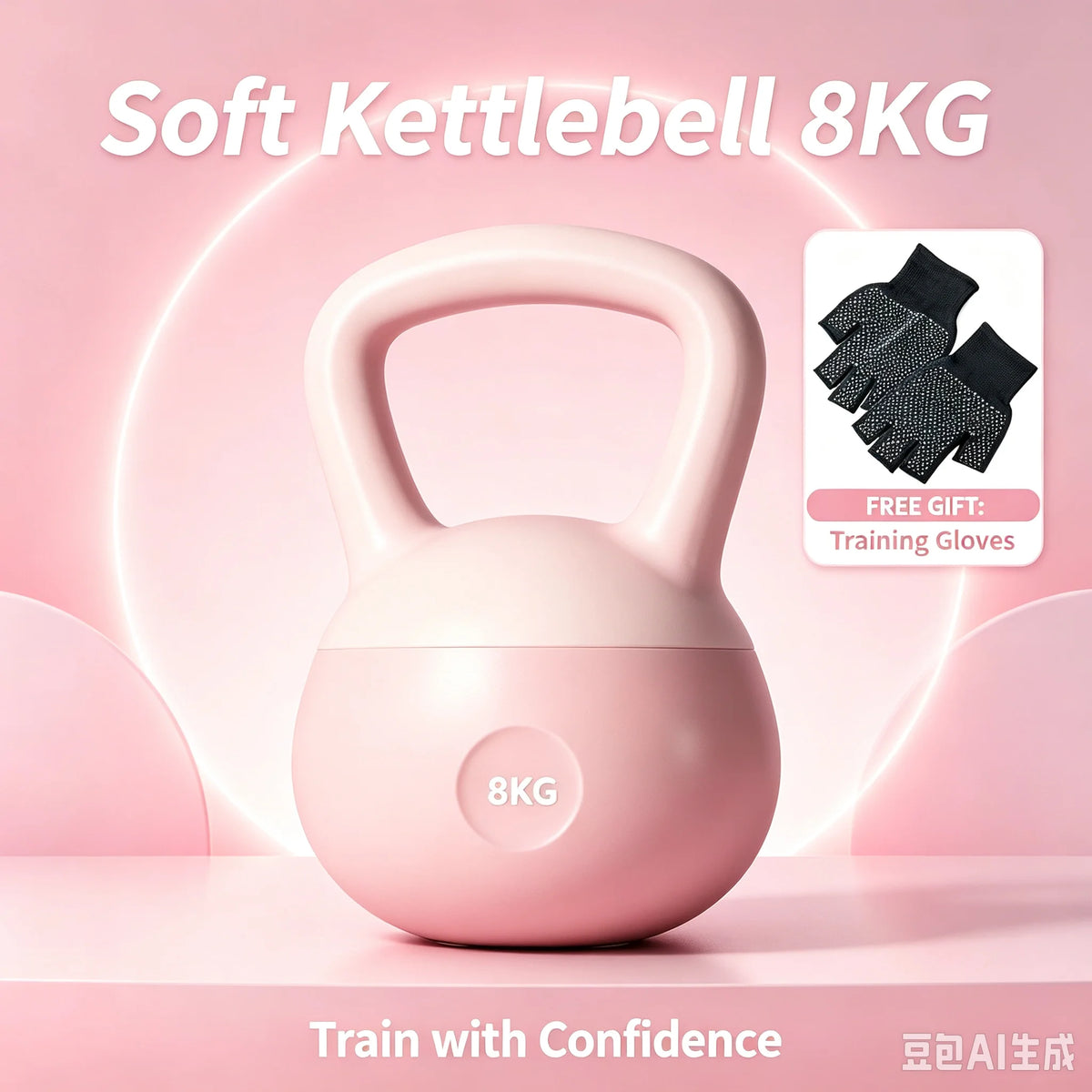 Women Soft Kettlebell 17.64 lbs Soft Bottom Kettlebell for Home Fitness Weight Training Equipment with Free Fitness Gloves