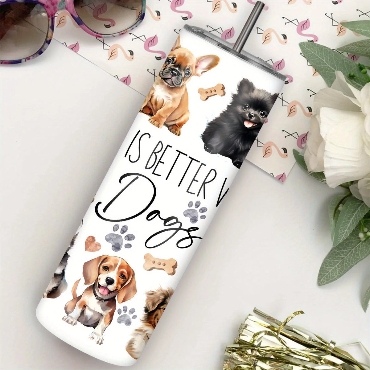 1pc/20oz/590ml/Funny Pets Dog Tumbler,Travel Mug Gift for Dog Lover, Father's Day Birthday Gift for Dad Mom Friend Sister,Dog Owner Gifts, Dog Gifts for Women, Dog Themed Gifts,Insulated Travel Coffee Mug,Birthday Gift Christ