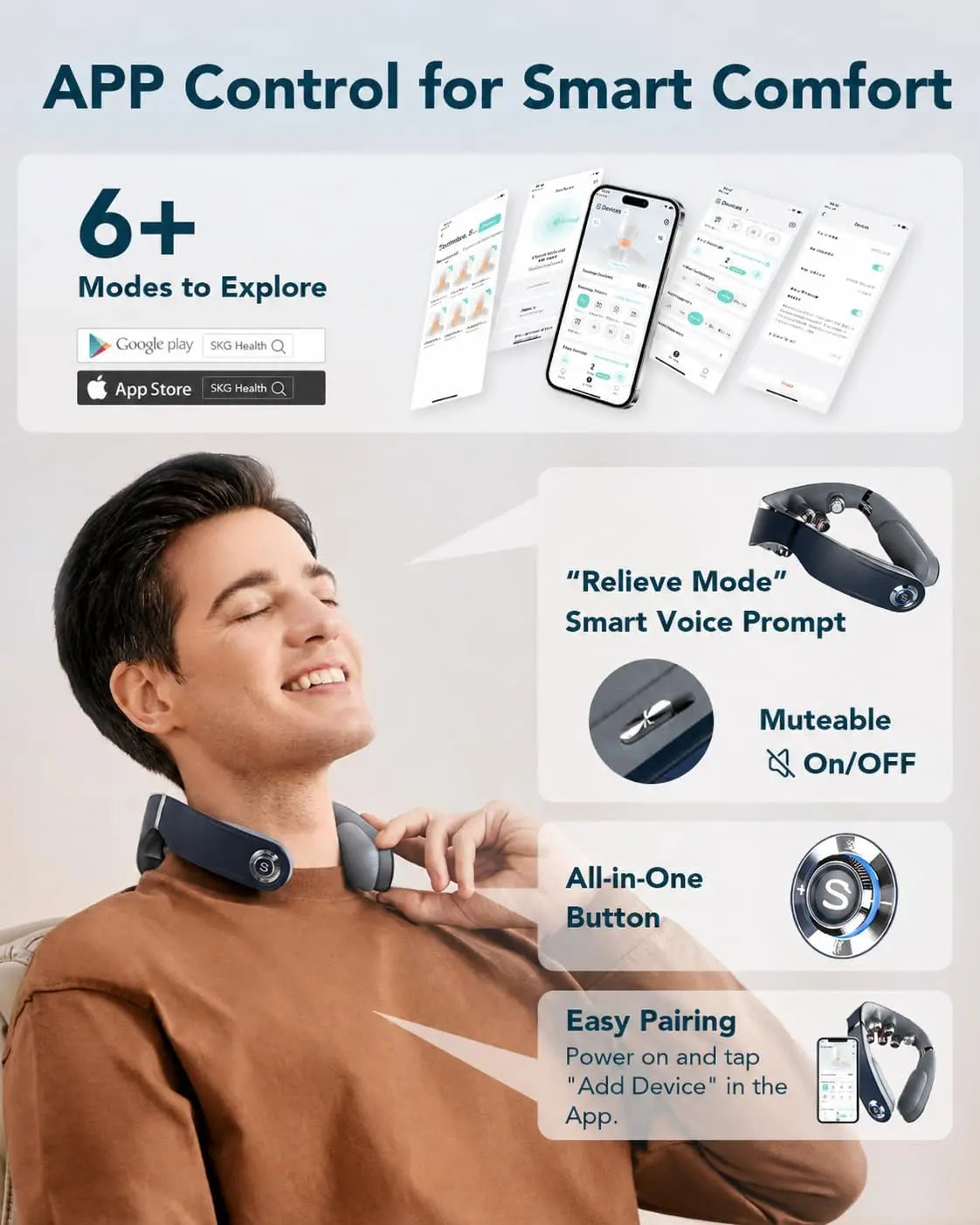 Foldable Neck Massager With Heat And Vibration For Muscle Relief