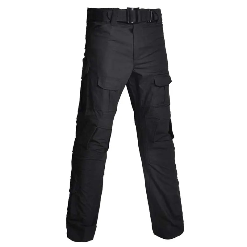 Men's G3 Frog Tactical Suit Combat Shirt Pants Set Camo Black Military Style Uniform with Knee Pads Gloves for Hunting Hiking
