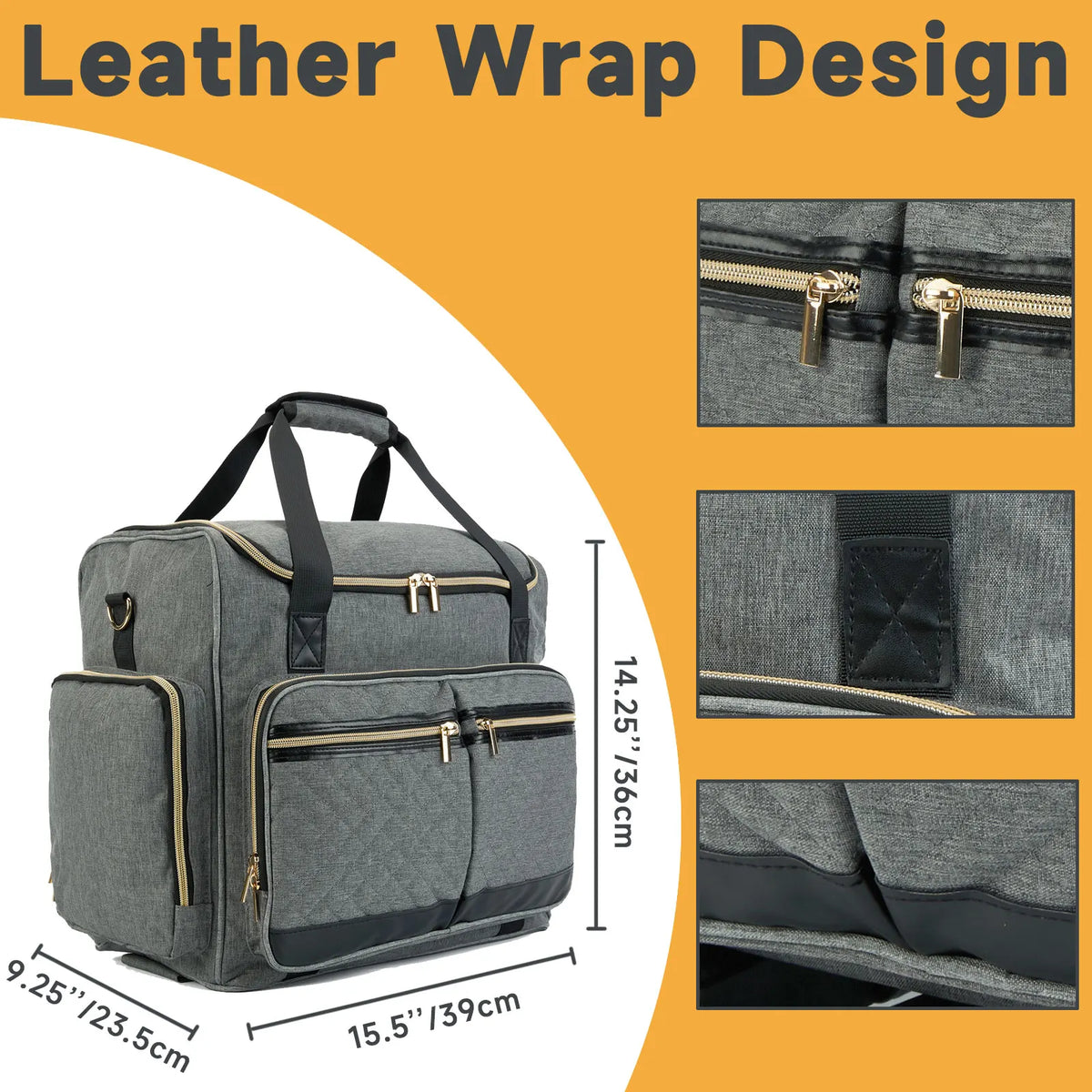 Rolling Teacher Bag With 4 Wheels, Art Tote Bag For Women With Detachable Dolly, Heavy Duty Briefcase With Padded Sleeves For 15.6" Laptop