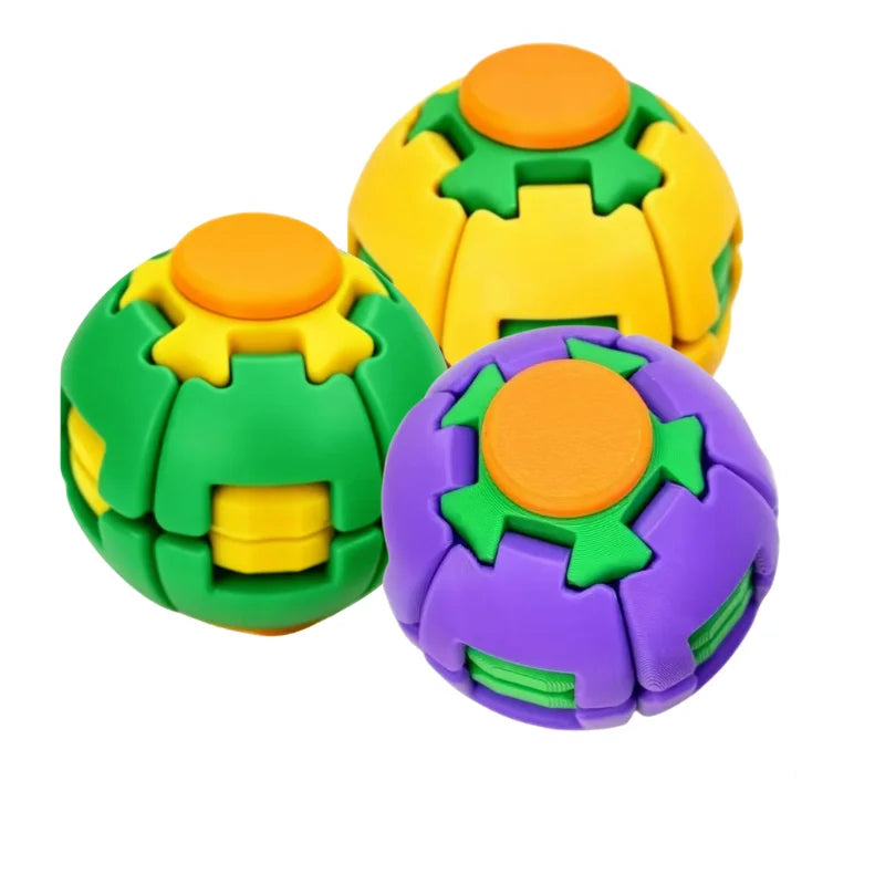 3D Printed Rotating Fidget Ball Pressable Finger Spinner Portable Pocket Stress Toy Smooth Spin Anxiety Relief Desk Toy for Office Study