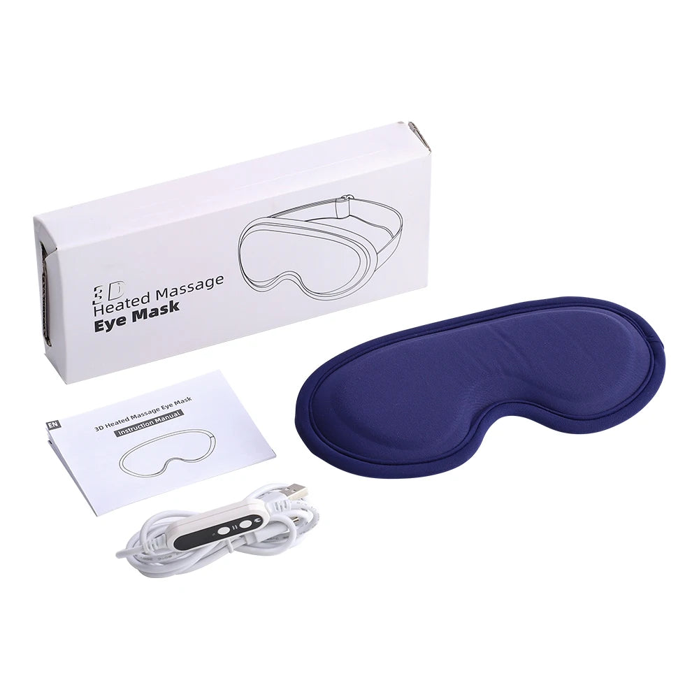 Heated Eye Massager Mask, 5 Temperature Settings 6 Vibration Intensities, 3D Shaped Relaxation Sleep Mask with Smart Timer