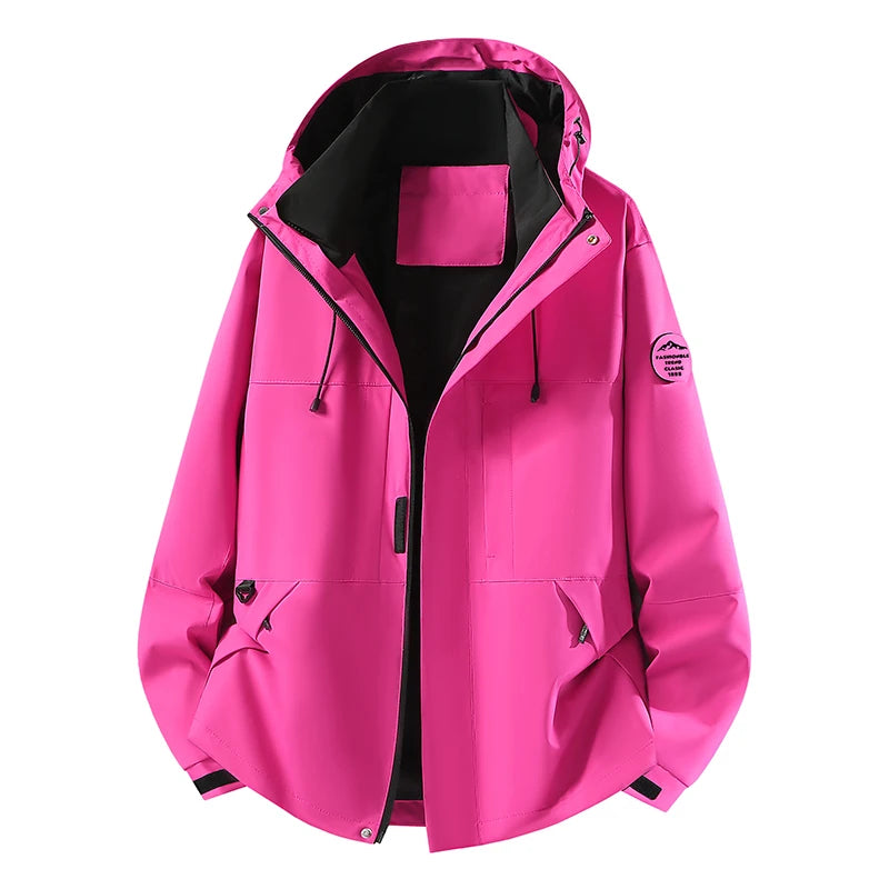 Unisex Waterproof Windbreaker Jacket Detachable Armband Hooded Outdoor Coat For Hiking Camping