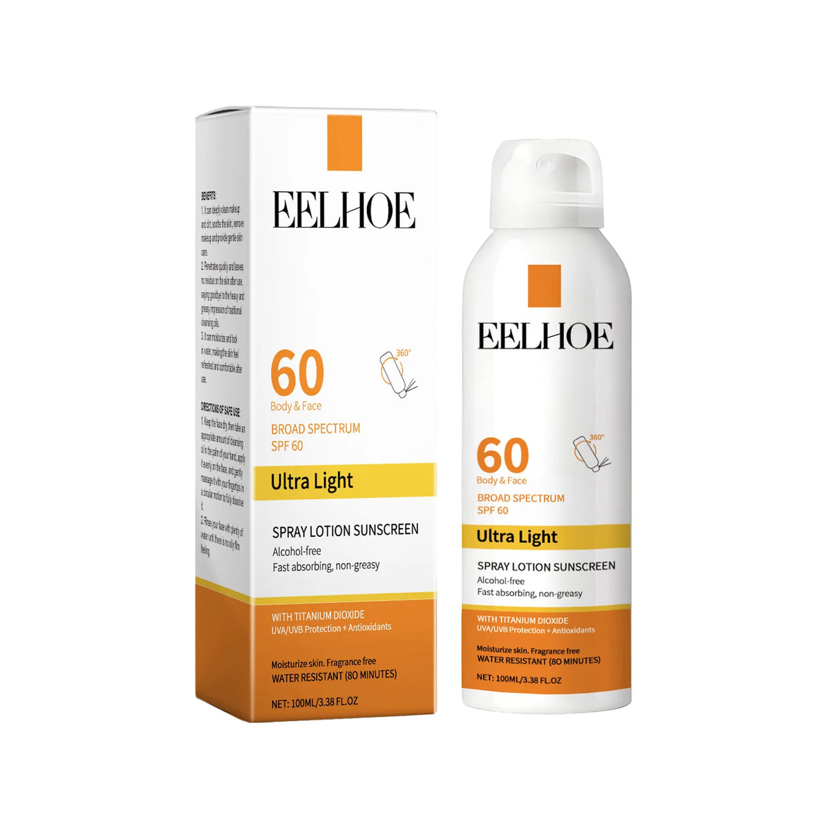 EELHOE Vitamin E Sunscreen Spray for Face and Body Protection