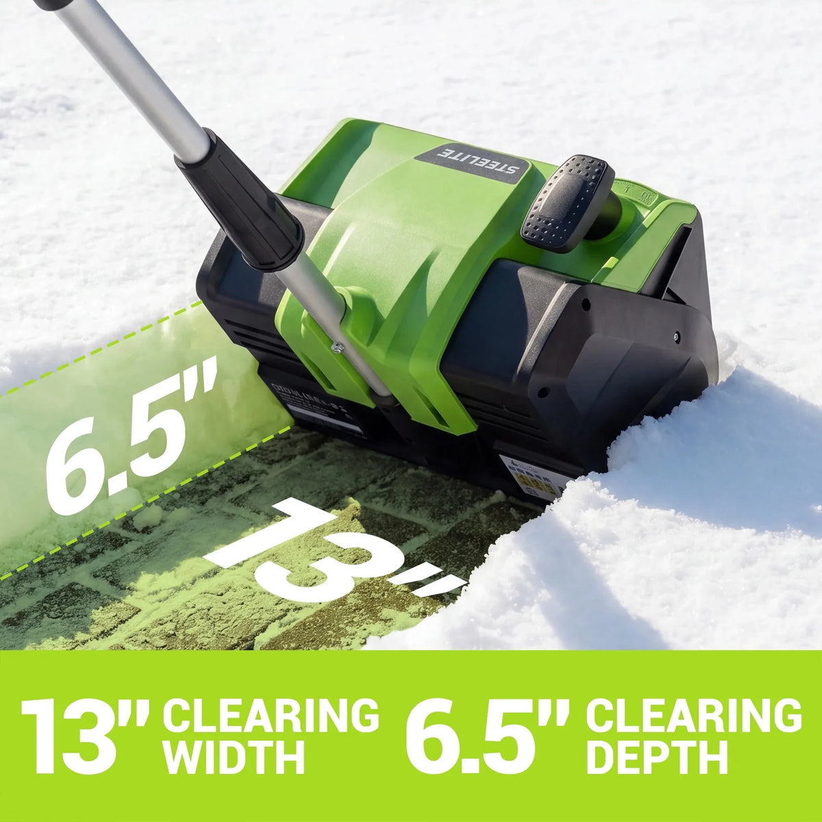 Deli 21V Cordless Snow Blower 13 Inch Battery Powered with Adjustable Handle Directional Plate 4.0Ah Battery Charger for Sidewalk
