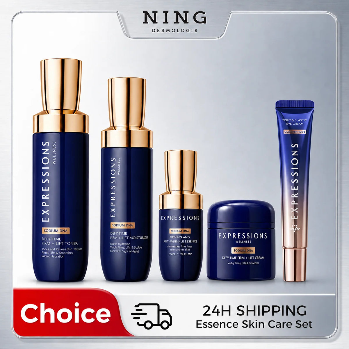 Pdrn Collagen Anti-Aging Skincare Set - Toner, Serum, Moisturizer, Face Cream & Eye Cream | Hydrating, Firming, Nourishing & Repairing Face Care Routine for Smooth, Plump & Radiant-Looking Skin