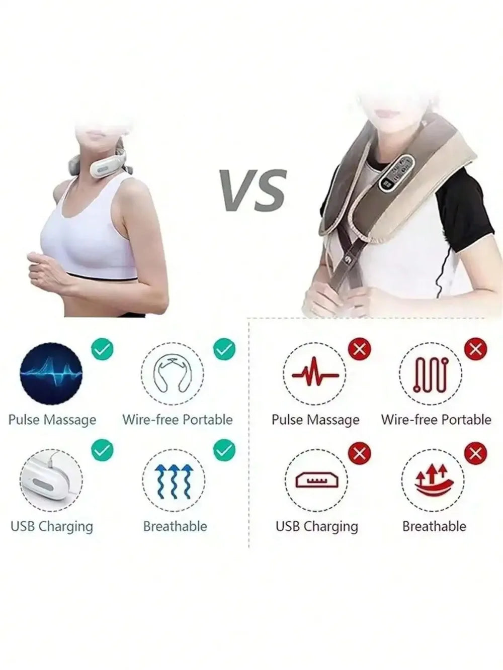 1 Piece Smart Portable Electric Neck Massager Rechargeable Neck Shoulder Massage Device for Muscle Relaxation Home Office Daily Fatigue Relief