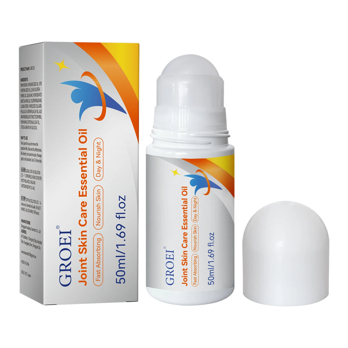 50ml Joint Skin Care Essential Oil Roll-on, Natural Plant Formula with Jojoba Oil & Rosemary Leaf Oil, Fast Absorbing Non-Greasy Massage Oil for Muscle & Joint Skin Daily Nourishing