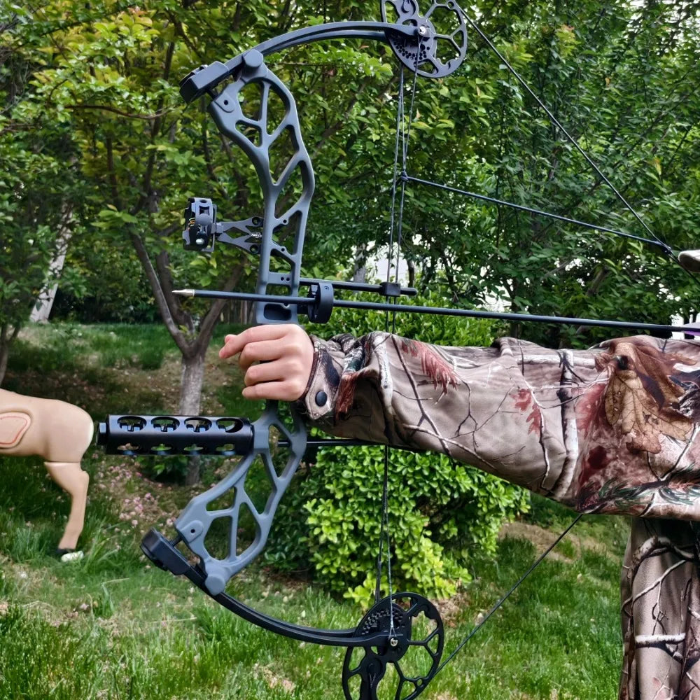 19‑70Lbs Adjustable Archery Compound Bow 320FPS Aluminum Alloy Riser Dual Cam Without Bow Press Needed Right Hand for Hunting Shooting Activities