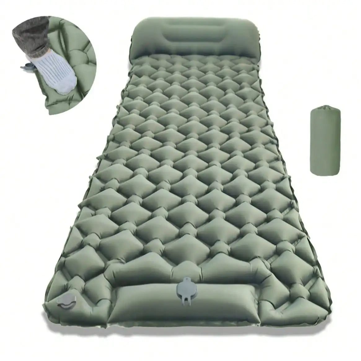 Ultra-Lightweight Inflatable Camping Mattress For 1 Person With Built-In Pump - Quick-Inflate/Deflate Sleep Pad, Portable Headrest Outdoor Air Bed, Ideal For Hiking, Car Camping, Travel - Orange Comfort Gear For Camping