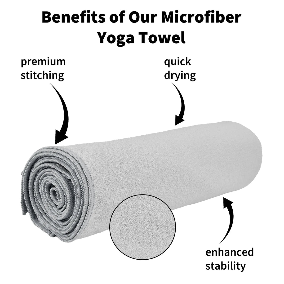 Non-Slip Microfiber Yoga Towel for Hot Yoga & Pilates - Sweat Absorbent, Quick Dry, Machine Washable - Mat Cover, Ideal for Gym - 183x67cm