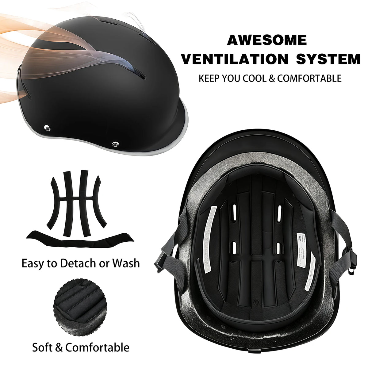 Skateboard Bike Helmet for Adults Adjustable Unisex Adult Helmet - Stylish & Cool, Perfect for Men & Women - Ideal Holiday & Birthday Gift - Available in Black & White - Paintable & Suitable for Various Sports