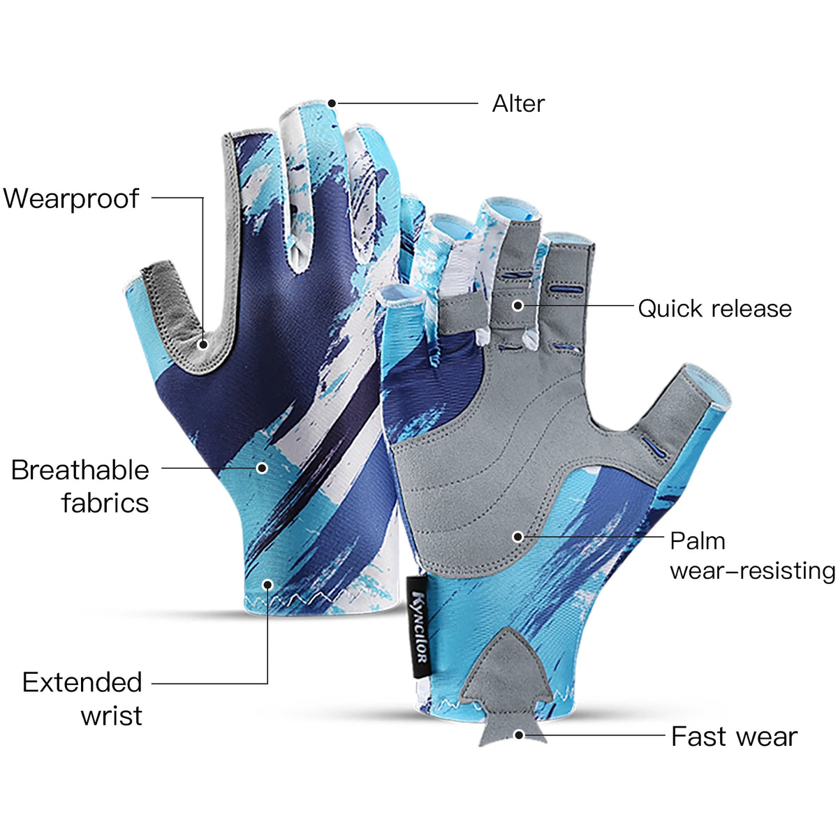 Half Finger Fishing Gloves For Men Women UV Wear Resistant Anti-slip Outdoor Sports Boating Sailing Angling Protective Gloves