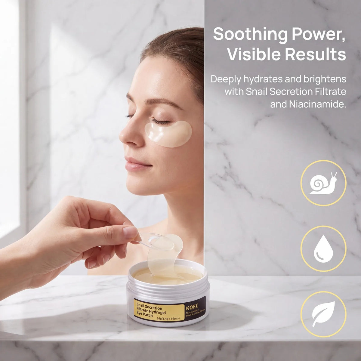 Snail Secretion Filtrate Hydrogel Eye Patch, Hydrates, Brightens & Smooths Dry Under Eyes, Niacinamide + Snail Filtrate Formula, 60pcs For Daily Care, Ideal Skincare Gift