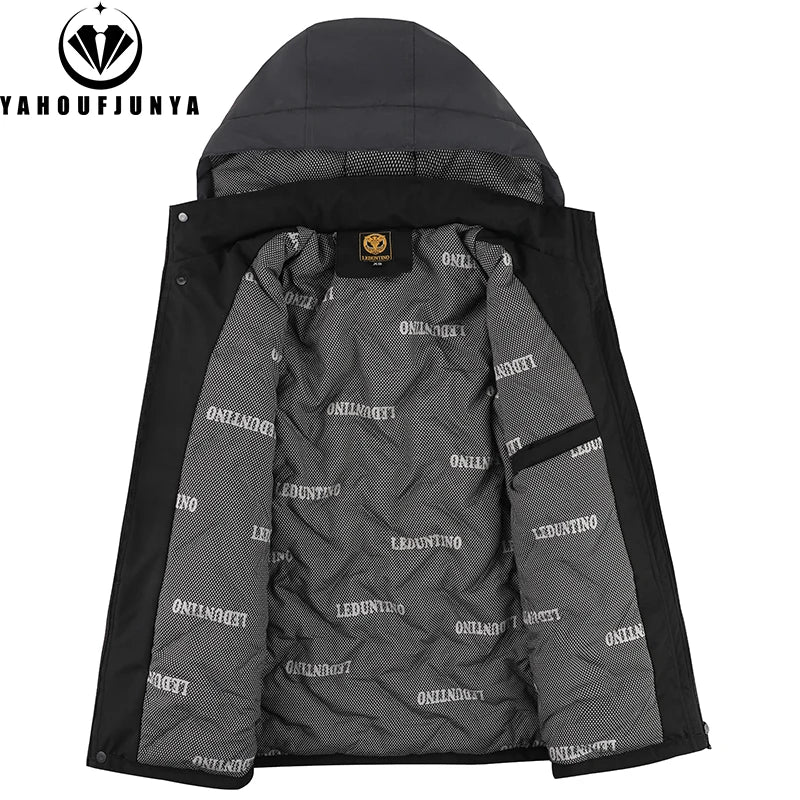 2025 Autumn Winter Men Outdoor Leisure Warm Cotton Jacket Men Detachable Hooded Windbreak Fashion Brand Loose Jacket Male Coat