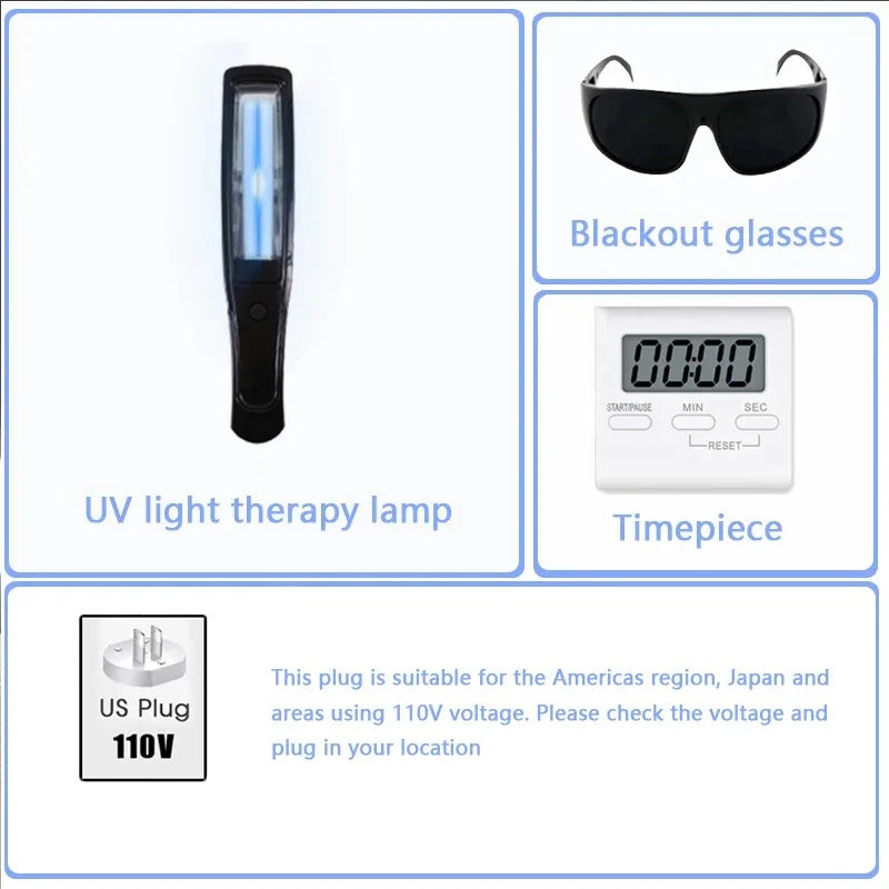 311nm Ultraviolet Phototherapy Instrument Use UVB Lamp UV for Vitiligo Psoriasis White Spots Skin Disease