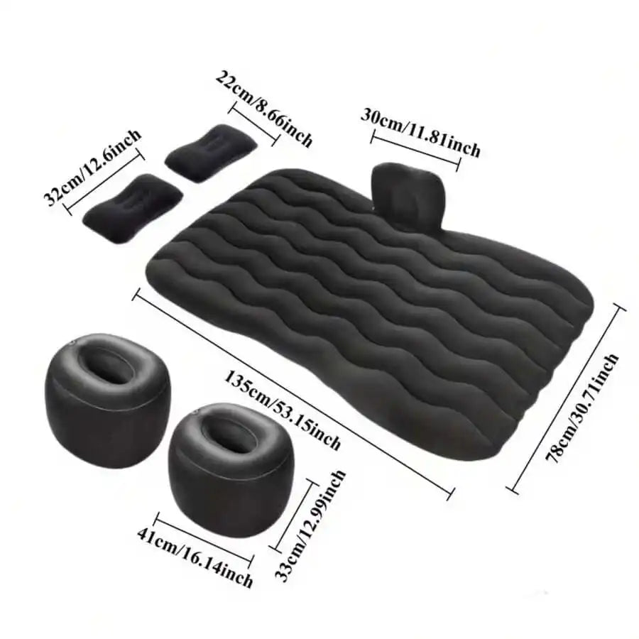 Portable PVC Flocked Inflatable Car Bed, Rectangular Air Mattress For SUV Travel Camping With Storage Bag And Repair Kit, Ideal