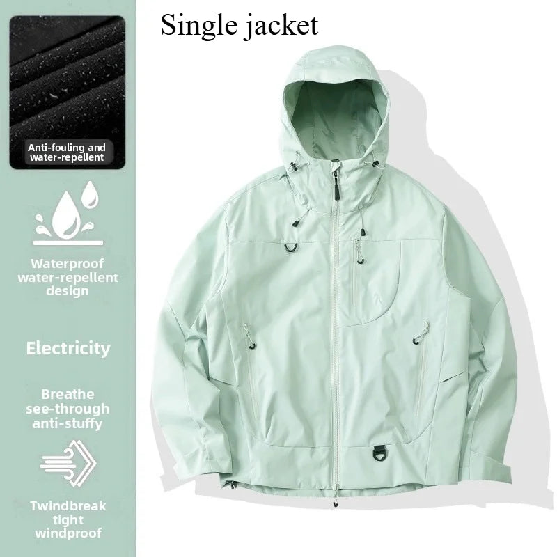Empty Mountain Rain Hard Shell Windproof and Waterproof Functional Outdoor Three-in-One Hooded Mountaineering Jacket Men Women