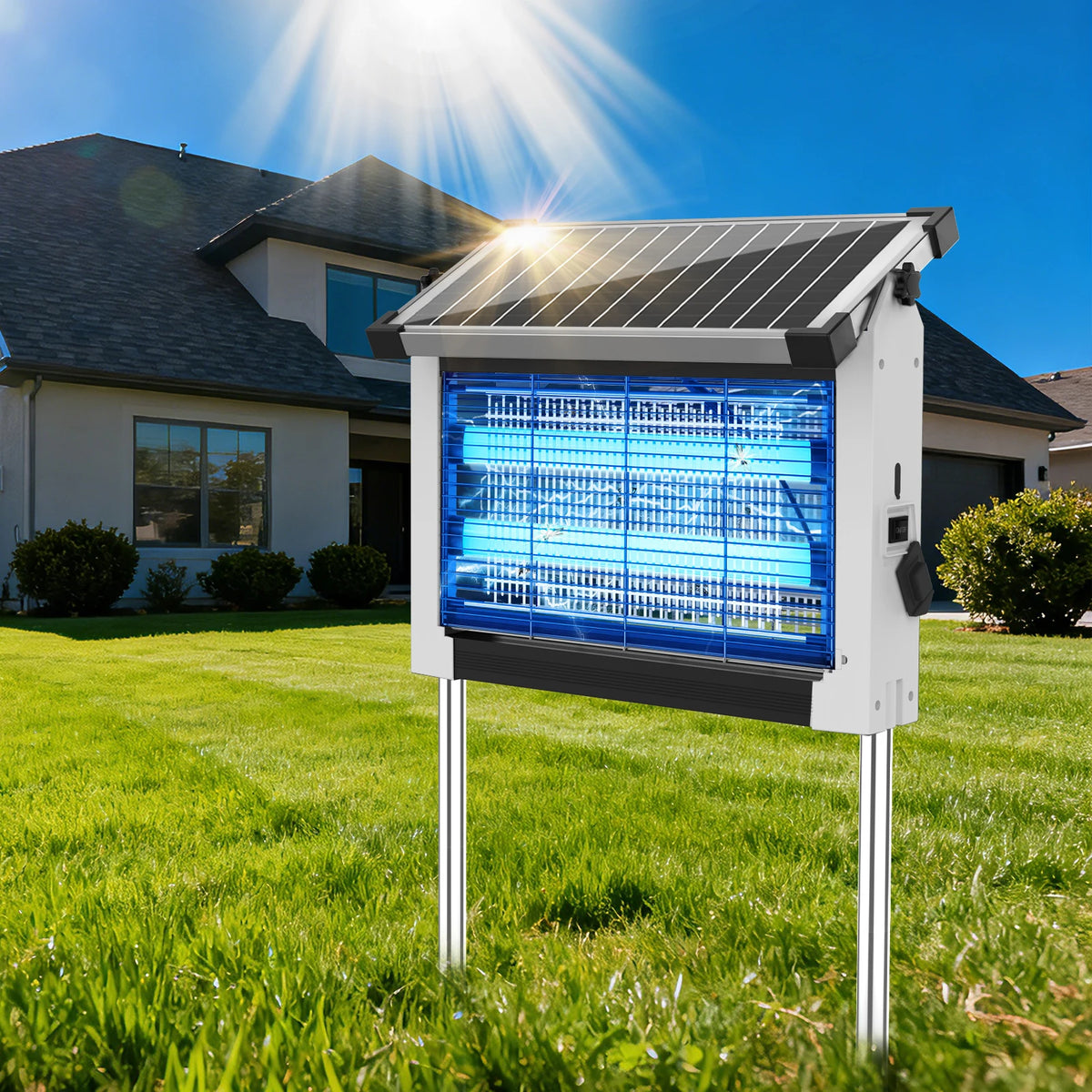 Solar Bug Zapper With 4500V Sensor For Mosquitoes And Flies