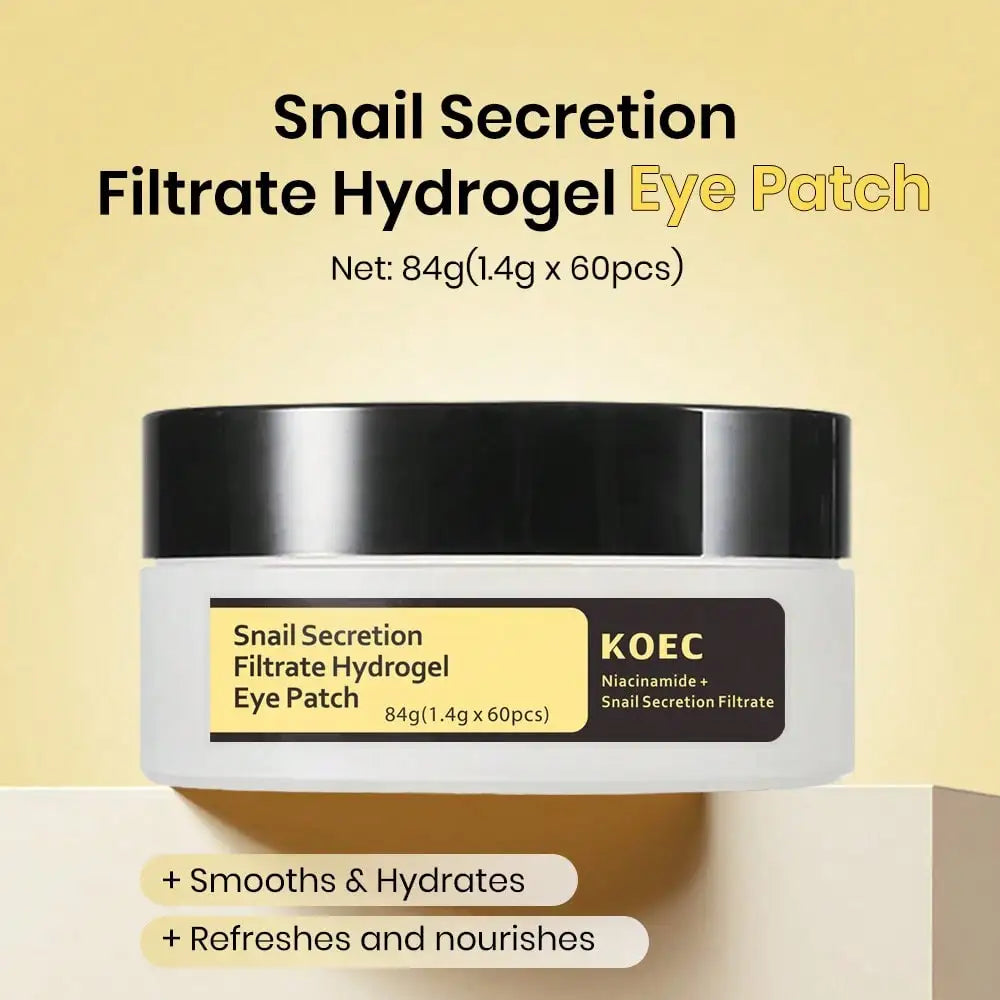 Snail Secretion Filtrate Hydrogel Eye Patch, Hydrates, Brightens & Smooths Dry Under Eyes, Niacinamide + Snail Filtrate Formula, 60pcs For Daily Care, Ideal Skincare Gift