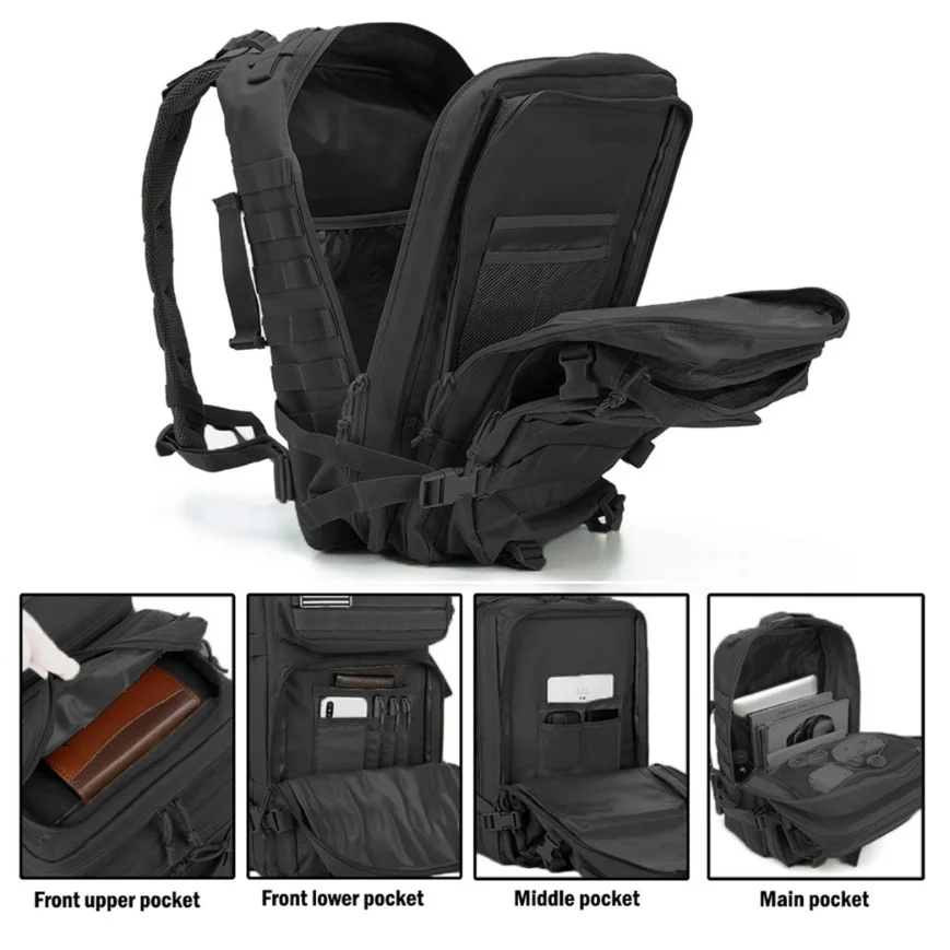 45L Backpack Molle Assault Pack 3 Day Bug Out Bag for Hiking Camping Fitness Daily Work