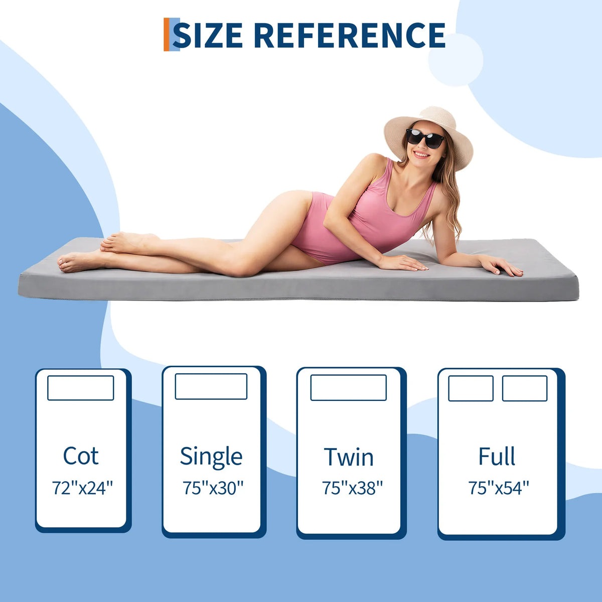 3Inch Thick Memory Foam Camping Mattress Portable Roll-Up Sleeping Pad for Outdoor & Home Use 72x24/75x54inch Gray