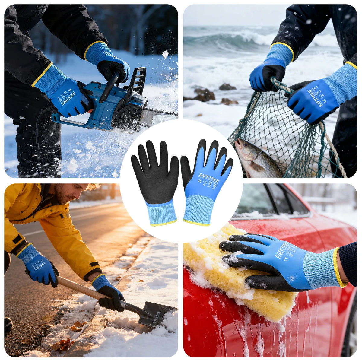 Winter Anti-Cut and Cold Proof Sandy Nitrile Coating Safety Working Gloves PPE Hand Protection CE EN388