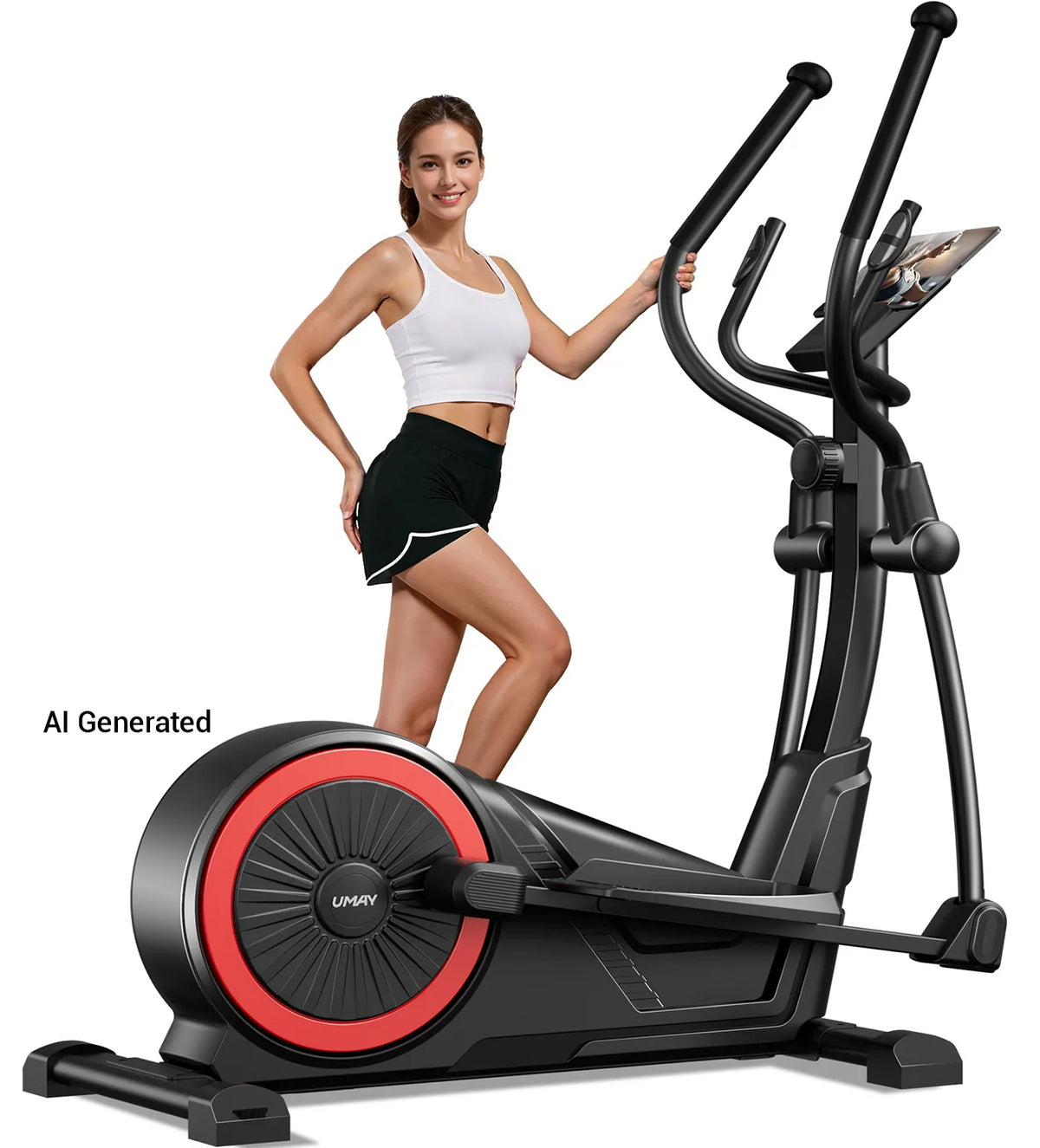 UMAY ET70 Elliptical Exercise Machine with 16 Levels Resistance, Hyper-Silent Magnetic Elliptical Machine for Home with 15.5" Stride & Heart Rate Grips and LCD Monitor, 350LBS Weight Capacity