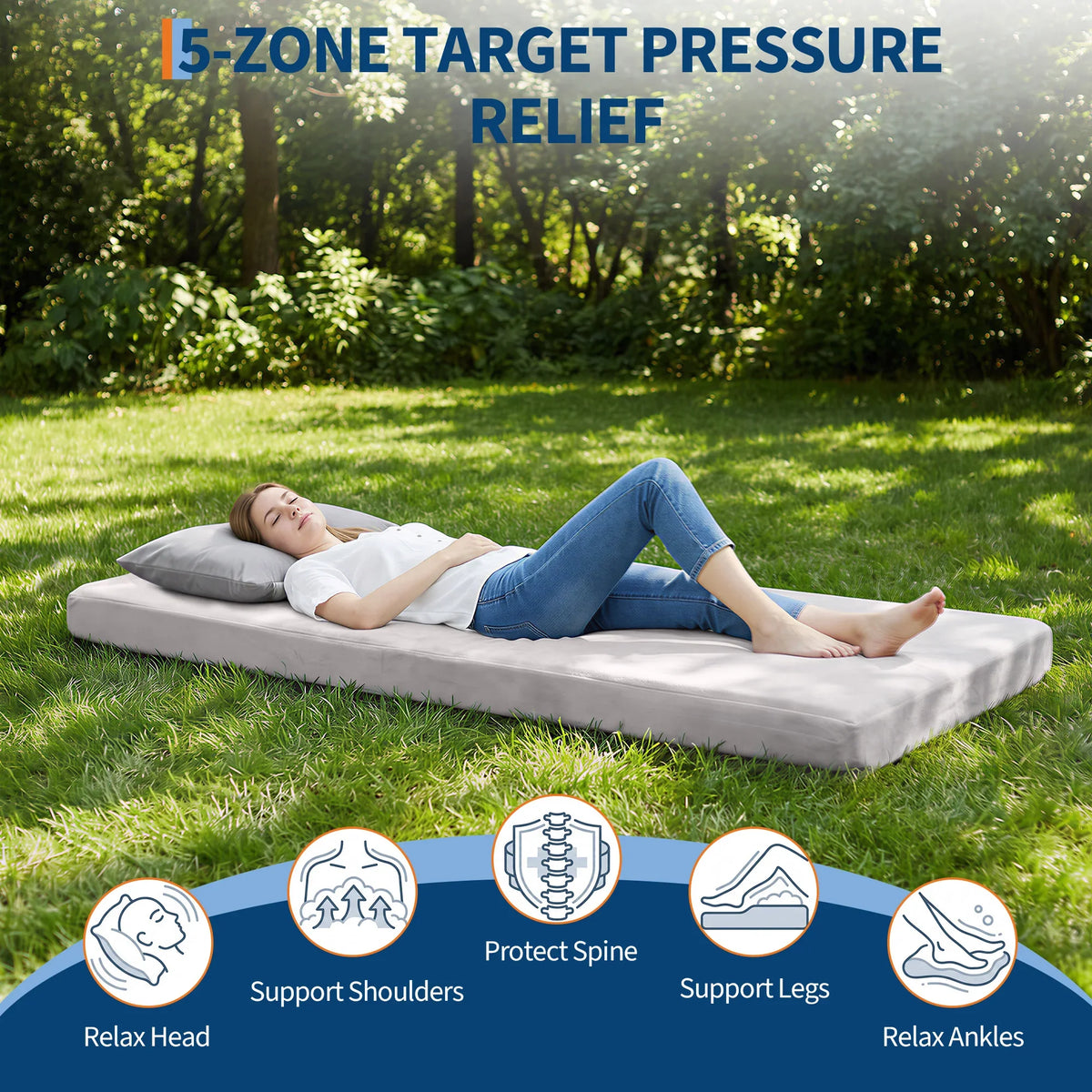 3Inch Thick Memory Foam Camping Mattress Portable Roll-Up Sleeping Pad for Outdoor & Home Use 72x24/75x54inch Gray