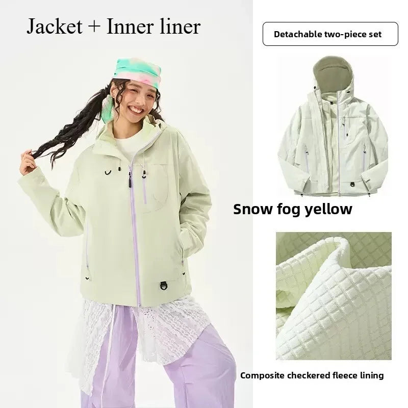 Empty Mountain Rain Hard Shell Windproof and Waterproof Functional Outdoor Three-in-One Hooded Mountaineering Jacket Men Women