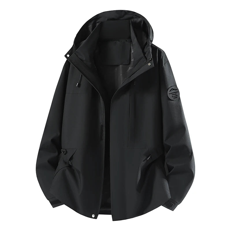 Unisex Waterproof Windbreaker Jacket Detachable Armband Hooded Outdoor Coat For Hiking Camping