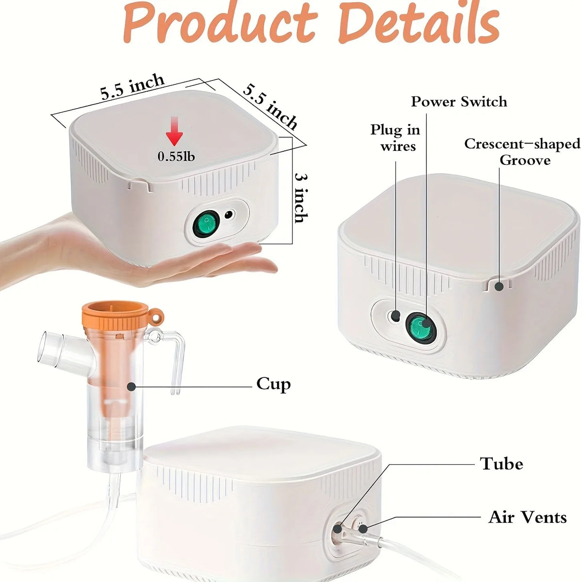 Compressor Nebulizer Oxygen Inhalation Device Mini Silent Steam Nasal Humidifier Inhaler Tools Portable Nebulizer Set Mouthpiece