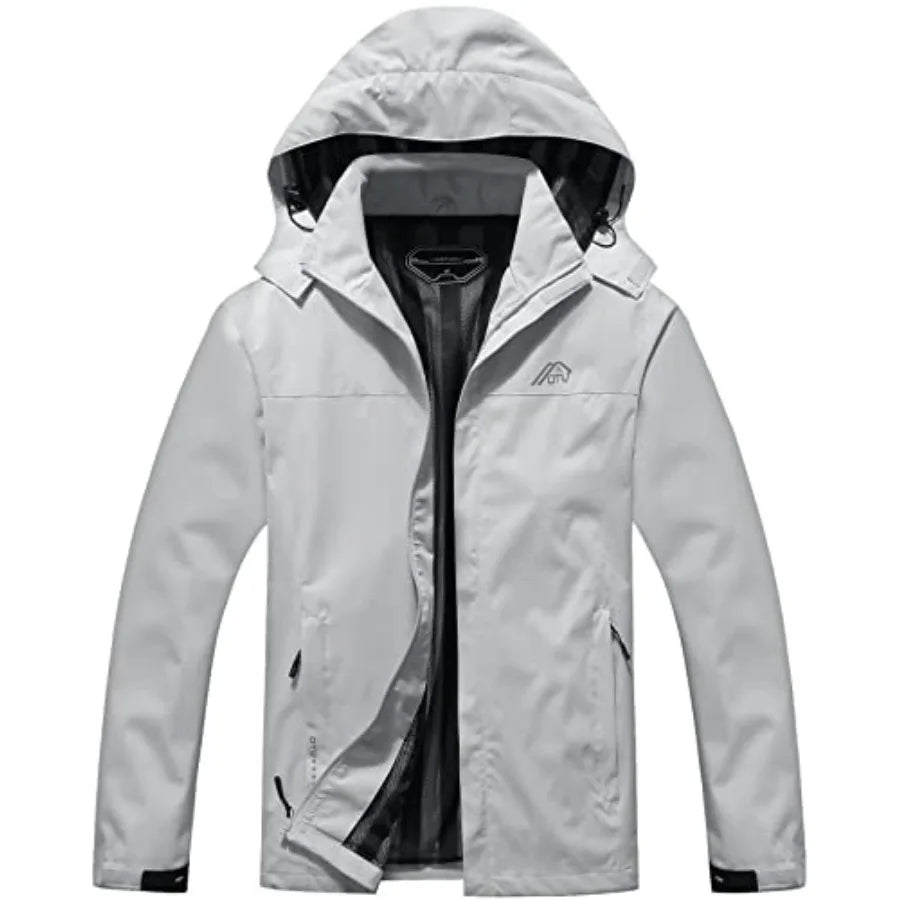 OTU Men's Lightweight Waterproof Hooded Rain Jacket Outdoor Raincoat Shell Jacket for Hiking Travel