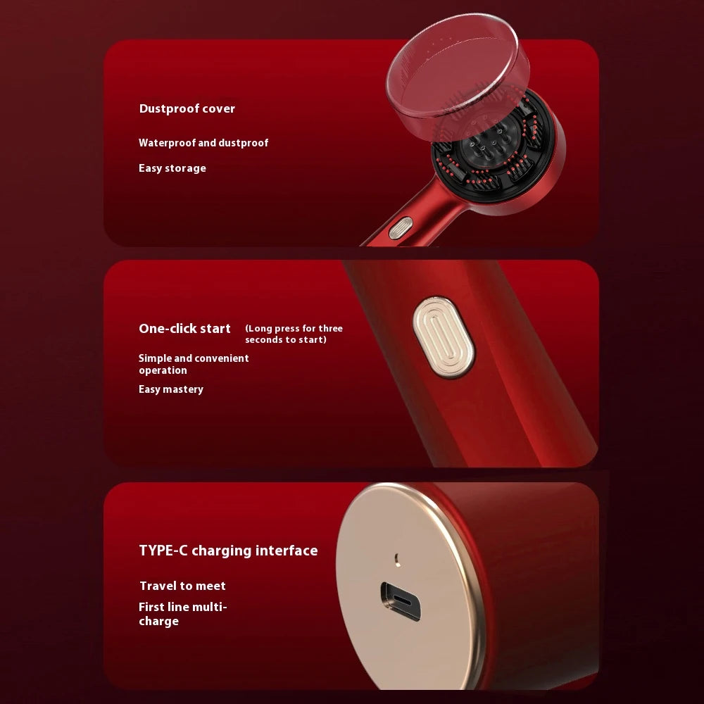 Electric Red Light Scalp Massage Comb, 3 Modes USB Rechargeable Hair Scalp Massager with 8 Roller Balls for Scalp Relaxation