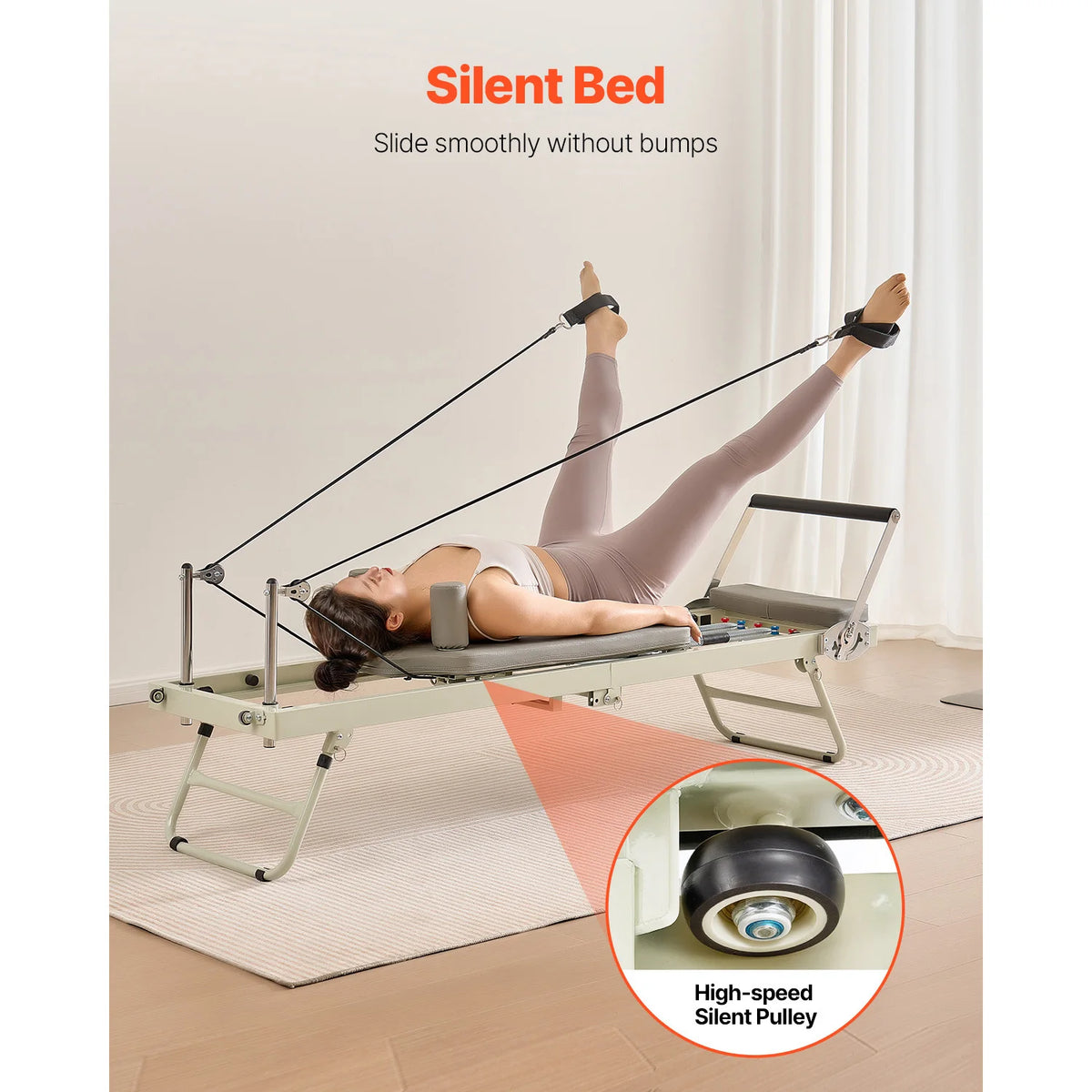 SucceBuy Foldable Pilates Reformer Machine for Home Gym Workouts