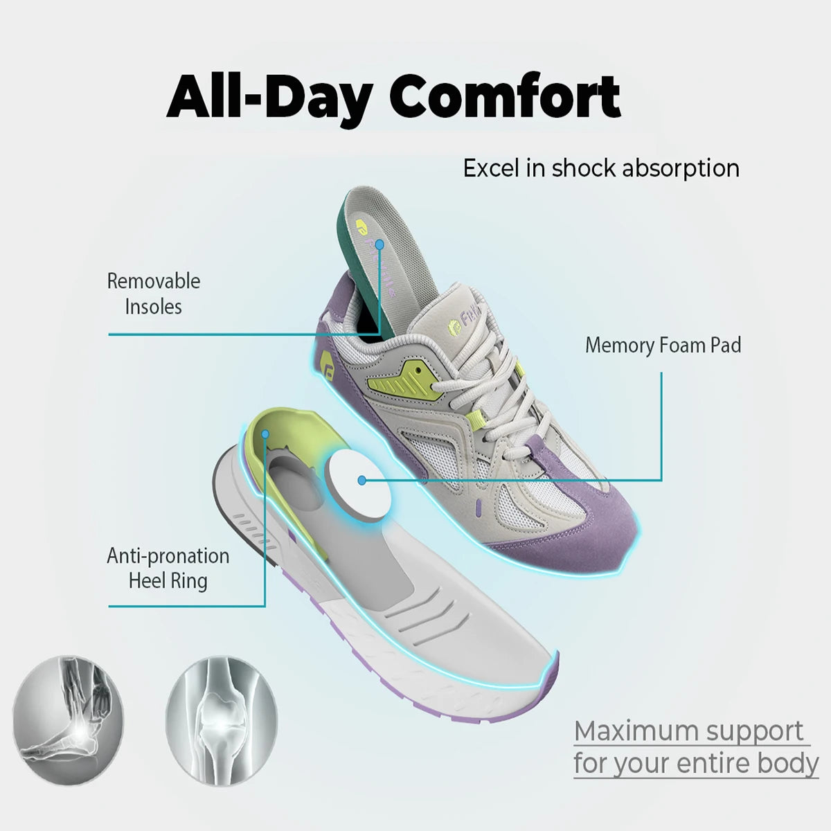 FitVille Women's Orthopedic Walking Running Shoes For Plantar Fasciitis Relief