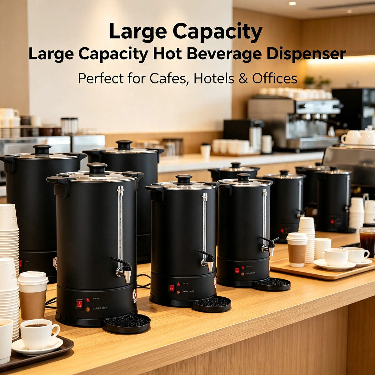 Commercial Electric Coffee Pot 15L/3.96Gal Hot Water Dispenser, Stainless Steel Coffee Urn with 1500W Fast Heating & Insulation for Restaurant Office Hotel, Black