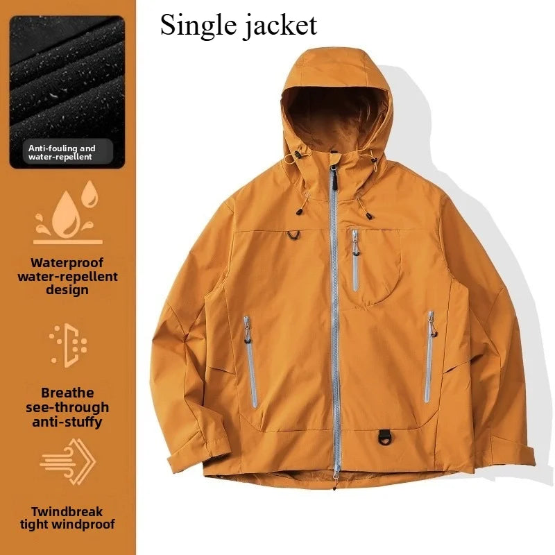 Empty Mountain Rain Hard Shell Windproof and Waterproof Functional Outdoor Three-in-One Hooded Mountaineering Jacket Men Women