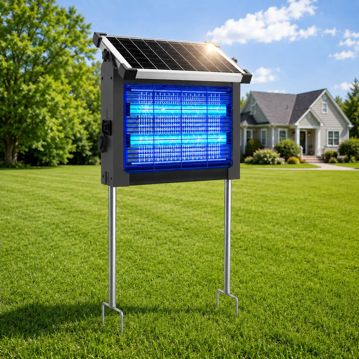 Solar Bug Zapper With 4500V Sensor For Mosquitoes And Flies