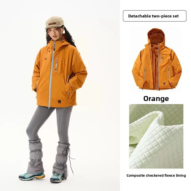Empty Mountain Rain Hard Shell Windproof and Waterproof Functional Outdoor Three-in-One Hooded Mountaineering Jacket Men Women